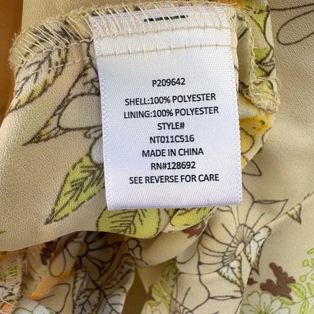 Madden NYC Floral Crop Top XL Yellow Retro Tie Back Long Sleeve Boho Festival - Picture 8 of 10